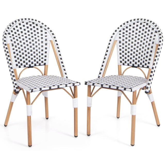 Costway French Bistro Accent Chair Set of 2 Outdoor Armless Dining Chairs in White - image 1