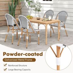 Costway French Bistro Accent Chair Set of 2 Outdoor Armless Dining Chairs in White - thumbnail 5