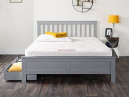 FurnitureboxUK Azure Modern White Solid Pine King Bed + 4 Drawers in Grey - thumbnail 3