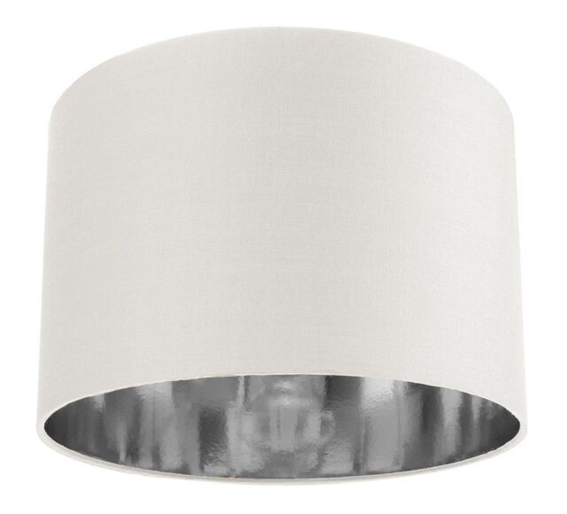 Happy Homewares Contemporary Cotton Lamp/Light Shade with Shiny Paper Inner in White - Size: 8 inches - image 1