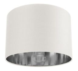 Happy Homewares Contemporary Cotton Lamp/Light Shade with Shiny Paper Inner in White - Size: 8 inches - thumbnail 1