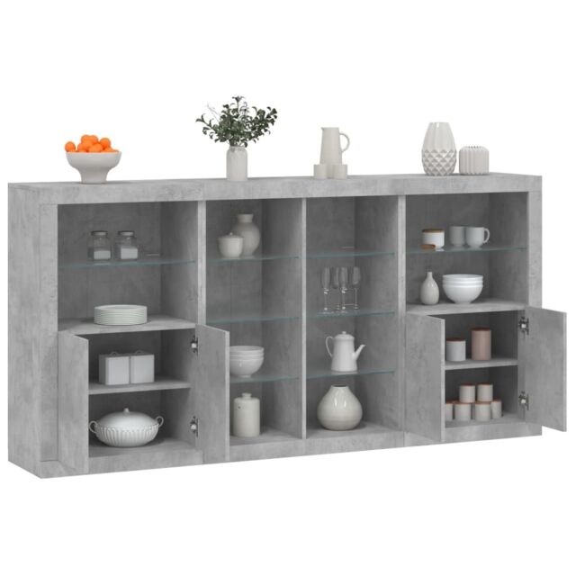 Berkfield Home Sideboard with LED Lights Concrete Grey 202x37x100 cm - Size: 202 x 37 x 100 cm - image 1