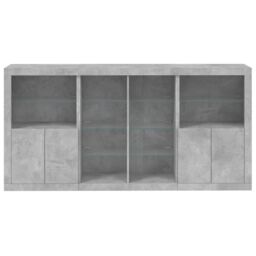 Berkfield Home Sideboard with LED Lights Concrete Grey 202x37x100 cm - Size: 202 x 37 x 100 cm - thumbnail 6