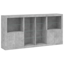 Berkfield Home Sideboard with LED Lights Concrete Grey 202x37x100 cm - Size: 202 x 37 x 100 cm - thumbnail 3