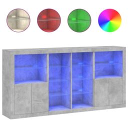 Berkfield Home Sideboard with LED Lights Concrete Grey 202x37x100 cm - Size: 202 x 37 x 100 cm - thumbnail 2