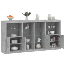 Berkfield Home Sideboard with LED Lights Concrete Grey 202x37x100 cm - Size: 202 x 37 x 100 cm - thumbnail 1