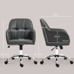HOMCOM PU Leather Desk Chair for Home Study Bedroom, Swivel Office Chair in Brown - thumbnail 3