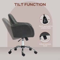 HOMCOM PU Leather Desk Chair for Home Study Bedroom, Swivel Office Chair in Brown - thumbnail 5