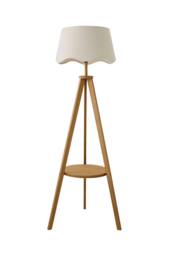 ValueLights Morrigan Rich Wood Tripod Floor Lamp with Scalloped Shade & Bulb in Natural - thumbnail 6