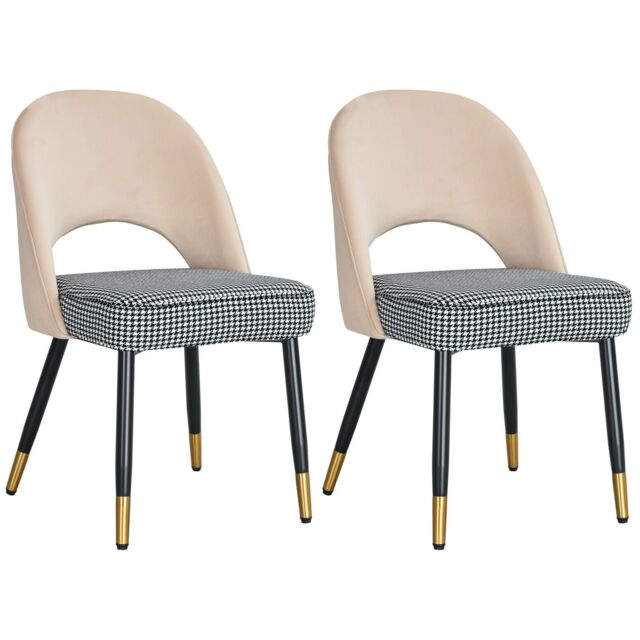 Hygrad Built to Survive Velvet Dining Chairs with Cushioned Padded Seat Kitchen Chairs Set of 2 in Cream - image 1