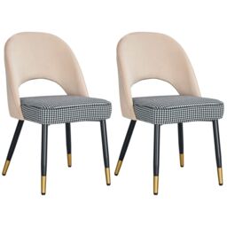 Hygrad Built to Survive Velvet Dining Chairs with Cushioned Padded Seat Kitchen Chairs Set of 2 in Cream - thumbnail 1