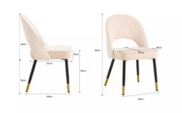 Hygrad Built to Survive Velvet Dining Chairs with Cushioned Padded Seat Kitchen Chairs Set of 2 in Cream - thumbnail 5