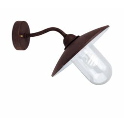 Netlighting Wally 1 Light Outdoor Fisherman Dome Wall Light Rust Brown IP44 E27