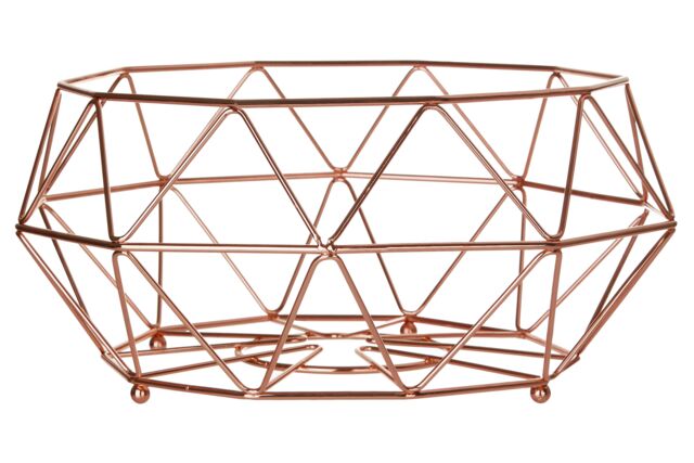 Orsina Gold Finish Fruit Basket, Stylish Wire Bowl For Displaying & Storing Fresh Fruit, Durable Metal in Copper - image 1