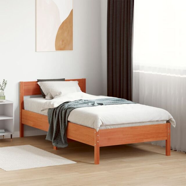 Berkfield Home Bed Frame without Mattress Wax Brown 90x200 cm Solid Wood Pine - image 1