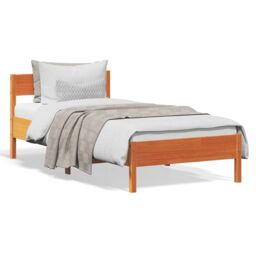 Berkfield Home Bed Frame without Mattress Wax Brown 90x200 cm Solid Wood Pine - thumbnail 2