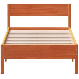 Berkfield Home Bed Frame without Mattress Wax Brown 90x200 cm Solid Wood Pine - thumbnail 4