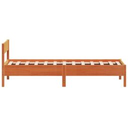 Berkfield Home Bed Frame without Mattress Wax Brown 90x200 cm Solid Wood Pine - thumbnail 5