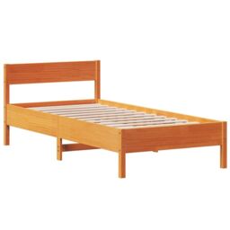 Berkfield Home Bed Frame without Mattress Wax Brown 90x200 cm Solid Wood Pine - thumbnail 3