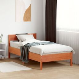 Berkfield Home Bed Frame without Mattress Wax Brown 90x200 cm Solid Wood Pine - thumbnail 1