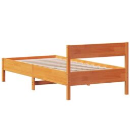 Berkfield Home Bed Frame without Mattress Wax Brown 90x200 cm Solid Wood Pine - thumbnail 6