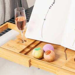 Havendro Bath Caddy Tray Bathtub Board Bath Shelf Wine Tablet Holder Rack in Natural - thumbnail 5