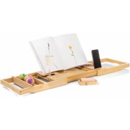 Havendro Bath Caddy Tray Bathtub Board Bath Shelf Wine Tablet Holder Rack in Natural