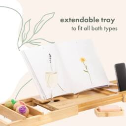 Havendro Bath Caddy Tray Bathtub Board Bath Shelf Wine Tablet Holder Rack in Natural - thumbnail 4