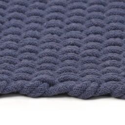 Berkfield Home Rug Rectangular Navy Blue 180x250 cm Cotton - Size: 100 cm diameter - thumbnail 3