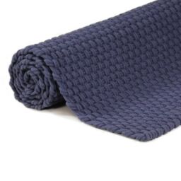 Berkfield Home Rug Rectangular Navy Blue 180x250 cm Cotton - Size: 100 cm diameter - thumbnail 4