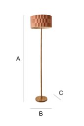 ValueLights Heather Light Wood Floor Lamp & Orange Checker Bamboo Drum Shade in Pale Orange - thumbnail 7