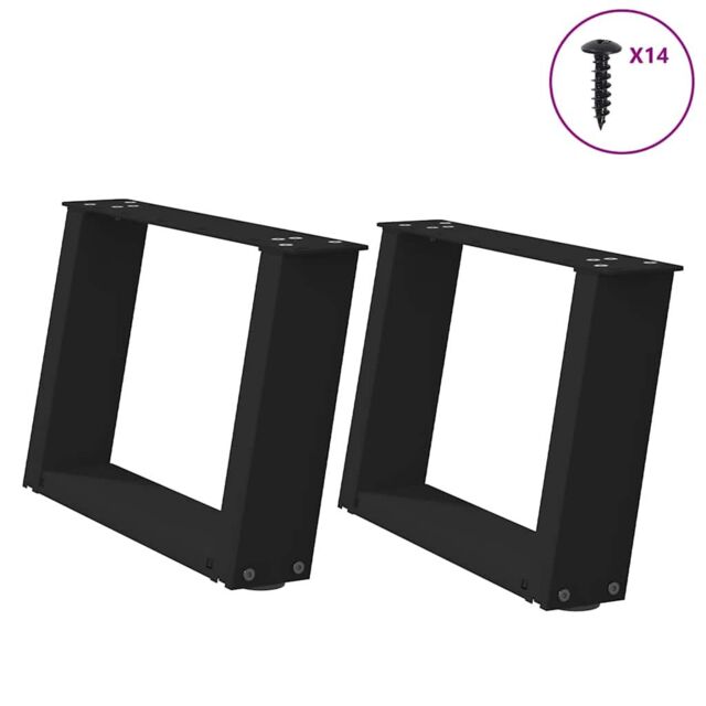 Berkfield Home Coffee Table Legs U-Shaped 2 pcs Black 50x(30-31) cm Steel - image 1