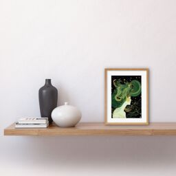 "Artery8 Wall Art Print Modern Concept Art Aurora Borealis Artwork Framed 9X7 Inch in Beige - Size: W7"" x H9""" - thumbnail 2