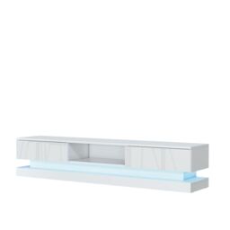 Creative Furniture Bloom TV Unit 180cm - A Functional & Contemporary Cabinet with Gloss Doors & LED Lights in White - thumbnail 7