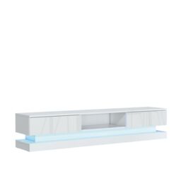 Creative Furniture Bloom TV Unit 180cm - A Functional & Contemporary Cabinet with Gloss Doors & LED Lights in White - thumbnail 4
