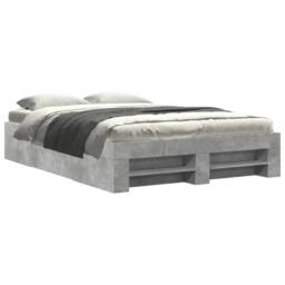 Berkfield Home Bed Frame without Mattress Concrete Grey 140x200cm Engineered Wood - Size: 140x200 cm - thumbnail 1