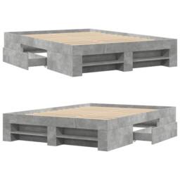 Berkfield Home Bed Frame without Mattress Concrete Grey 140x200cm Engineered Wood - Size: 140x200 cm - thumbnail 8