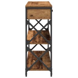 Berkfield Home Console Table Old Wood 100x28x75 cm Engineered Wood & Steel in Brown - Size: 100 x 28 x 75 cm - thumbnail 7