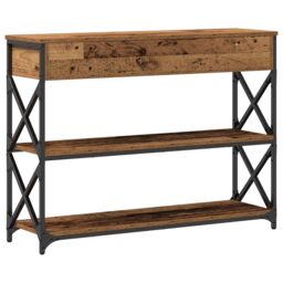 Berkfield Home Console Table Old Wood 100x28x75 cm Engineered Wood & Steel in Brown - Size: 100 x 28 x 75 cm - thumbnail 8