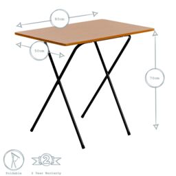 Harbour Housewares Wooden Folding Desk & Chair Set Natural/White in White - thumbnail 3
