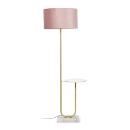 ValueLights Tavel Brushed Gold Floor Lamp Light with Velvet Shade in Dusty Pink - Size: 18 inches - thumbnail 2