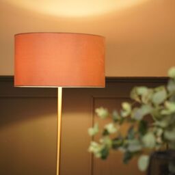 ValueLights Tavel Brushed Gold Floor Lamp Light with Velvet Shade in Dusty Pink - Size: 18 inches - thumbnail 4