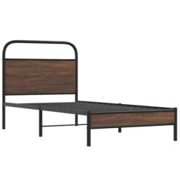 Berkfield Home Bed Frame without Mattress 90x200 cm Brown Oak Engineered Wood - thumbnail 3