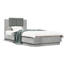 Berkfield Home Bed Frame with LED without Mattress Concrete Grey 100x200 cm - thumbnail 5
