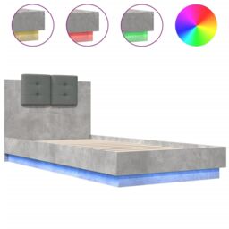 Berkfield Home Bed Frame with LED without Mattress Concrete Grey 100x200 cm - thumbnail 2
