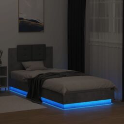 Berkfield Home Bed Frame with LED without Mattress Concrete Grey 100x200 cm - thumbnail 4