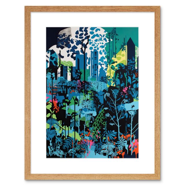 "Artery8 Wall Art Print Singapore Forest Cityscape Modern Bold Landscape Artwork Framed 9X7 Inch in Beige - Size: W7"" x H9""" - image 1