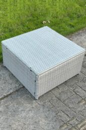 Fimous Square Rattan Coffee Tea Side Table in Light Grey - thumbnail 2