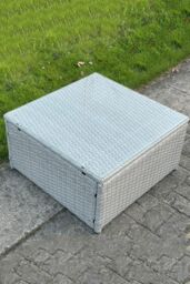 Fimous Square Rattan Coffee Tea Side Table in Light Grey - thumbnail 3