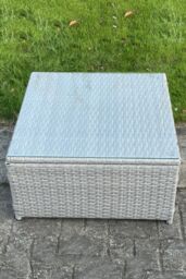 Fimous Square Rattan Coffee Tea Side Table in Light Grey - thumbnail 1